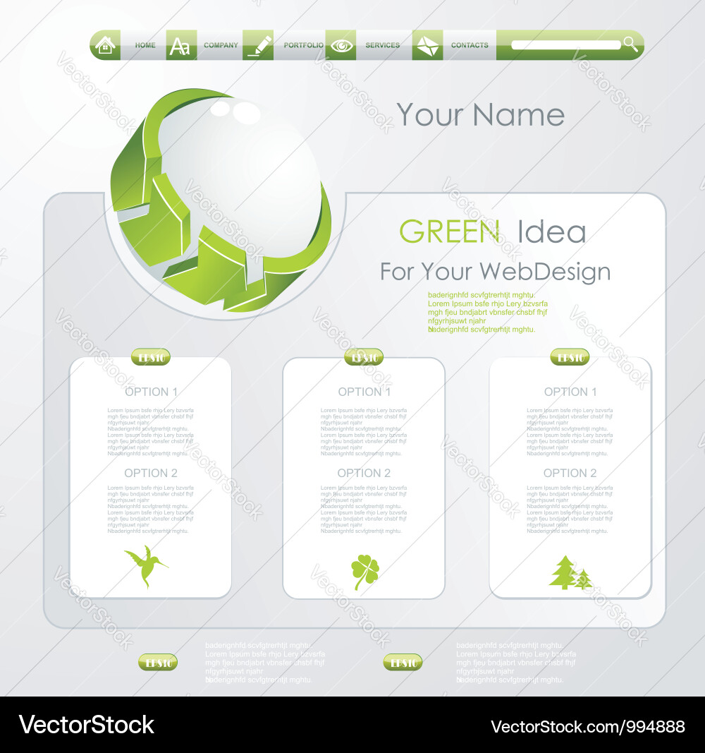 Modern web page template - with 3d ball vector image