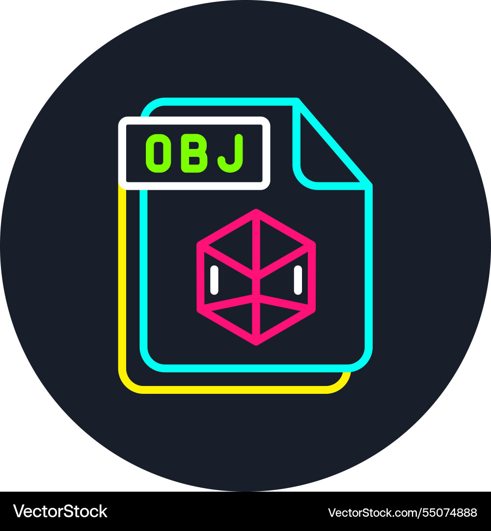 Obj line multi color icon vector image