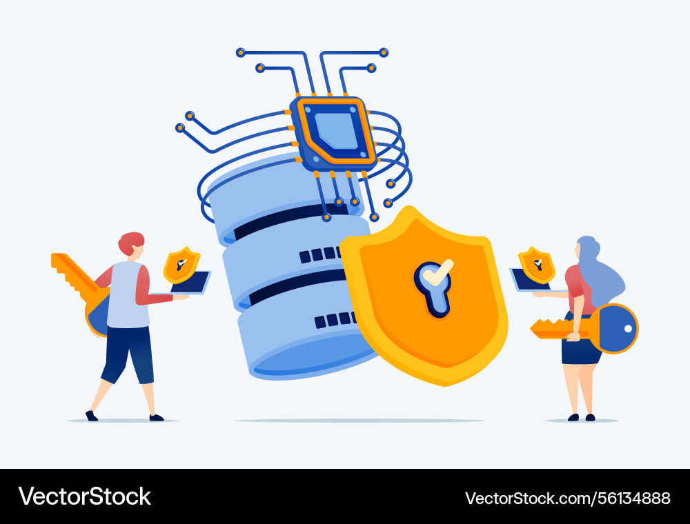 People use databases connected to chip and ai People use databases connected to chip and ai vector image