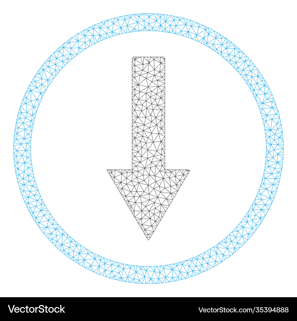 Polygonal net down rounded arrow icon Polygonal net down rounded arrow icon vector image