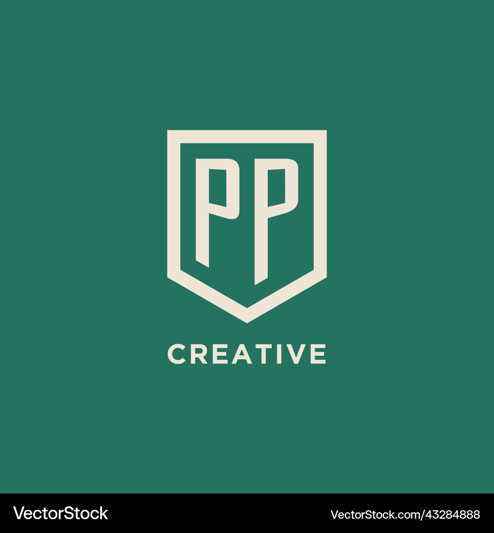 Pp initial logo monogram shield geometric shape Vector Image