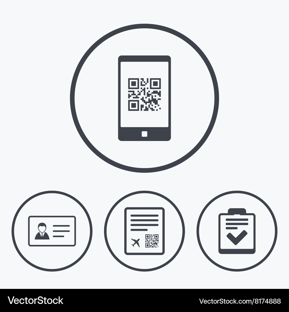 Qr scan code icon boarding pass flight sign Vector Image