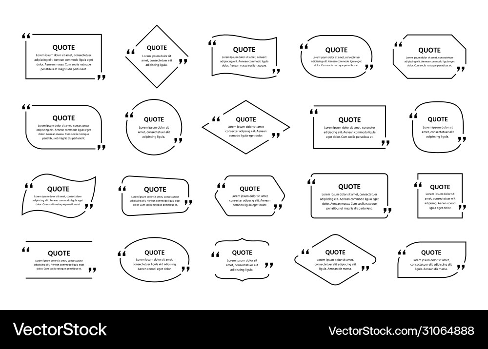 Quote text box template quotation frame Quote text box template quotation frame vector image