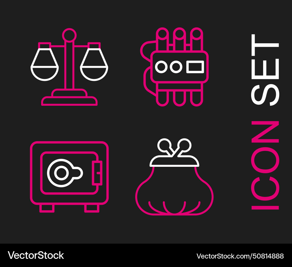 Set line wallet safe dynamite and timer clock Set line wallet safe dynamite and timer clock vector image