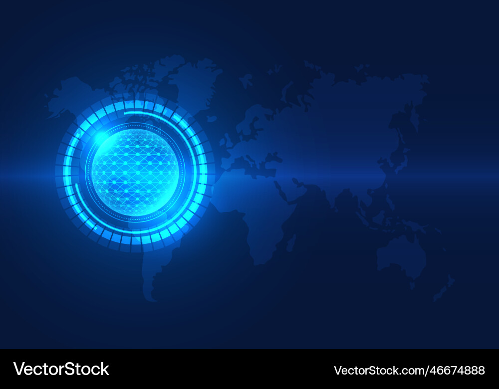 Technology circle is on the map of world Vector Image