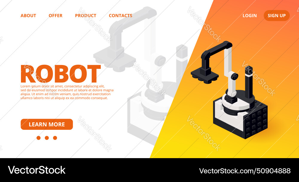 Web template with a robot loader Web template with a robot loader vector image