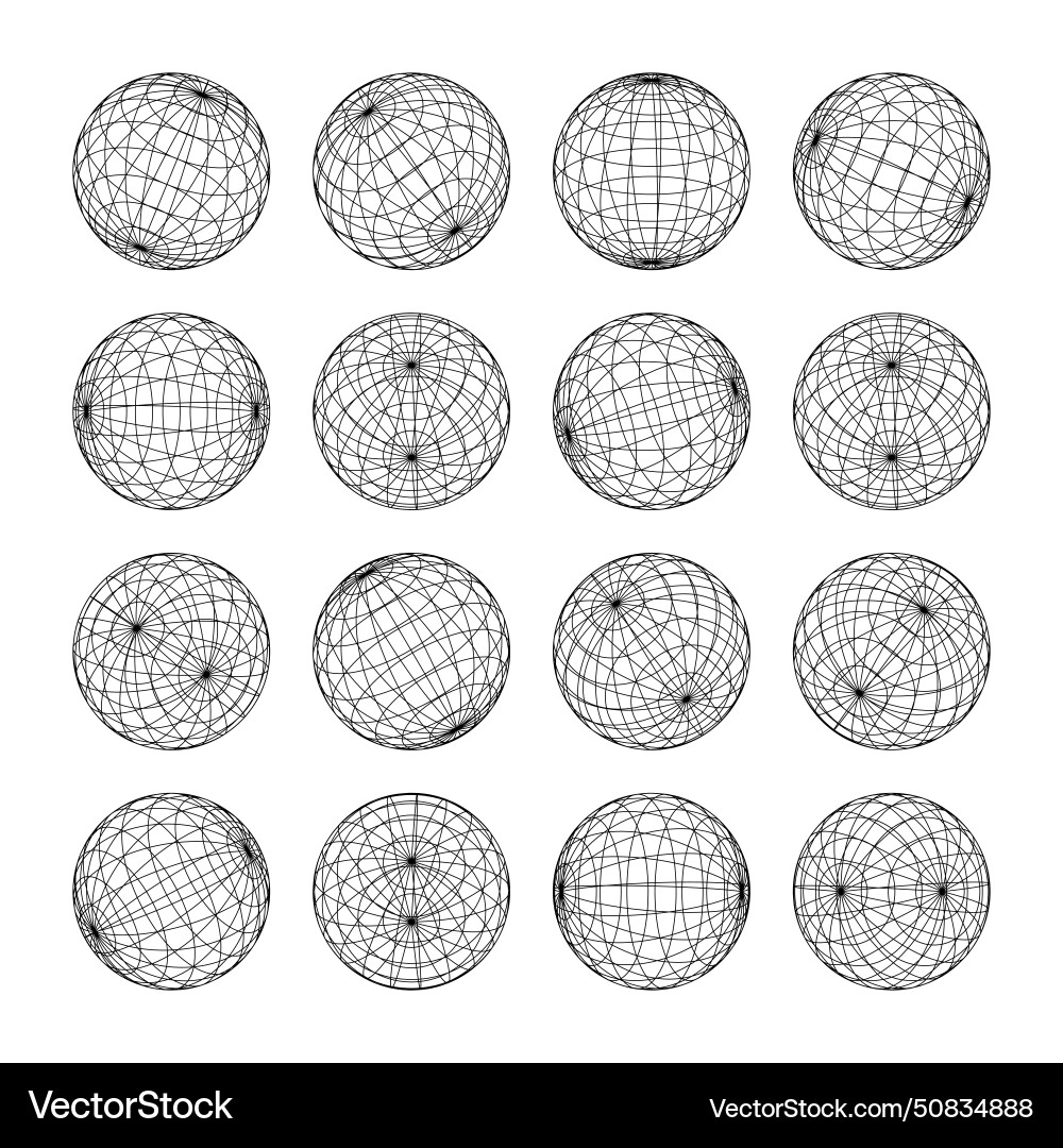 Wireframe shapes lined sphere perspective mesh Wireframe shapes lined sphere perspective mesh vector image