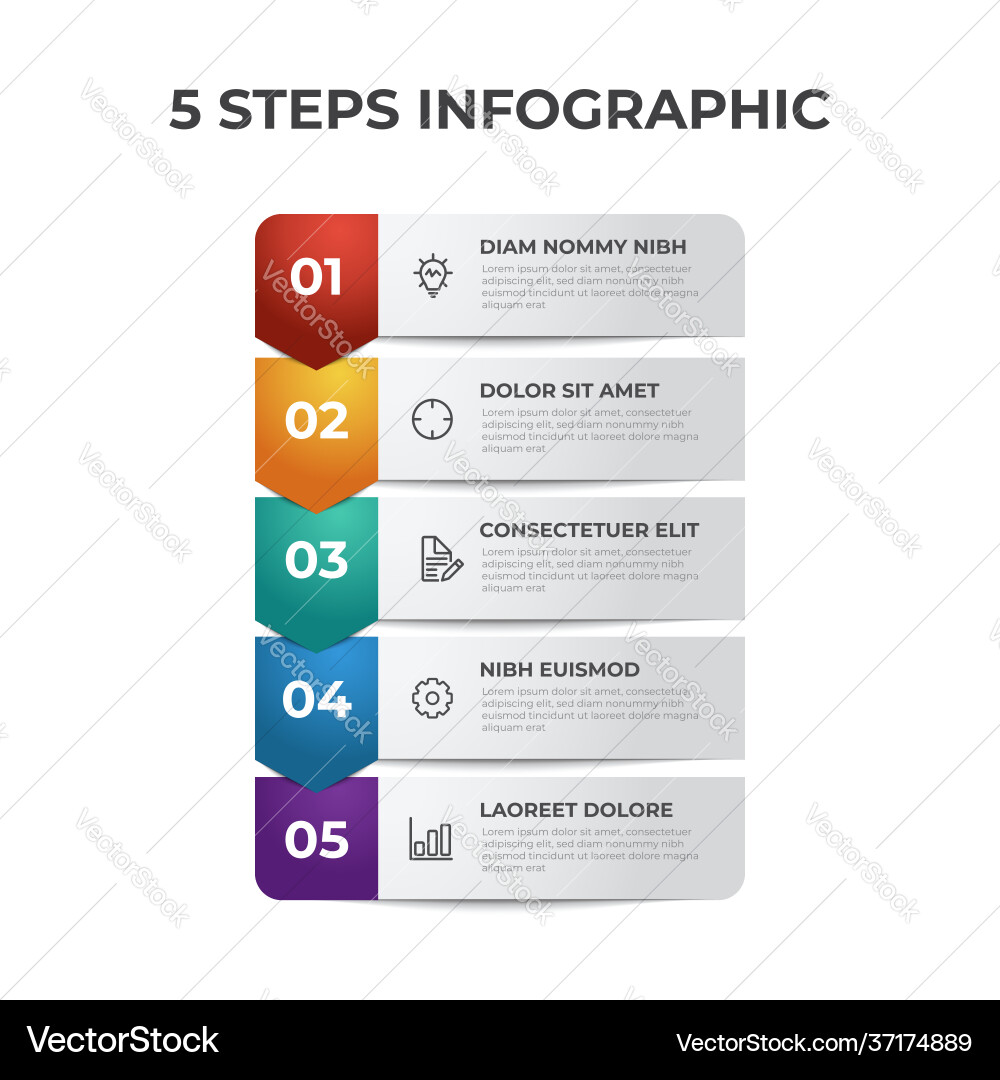 5 points steps list diagram layout with number 5 points steps list diagram layout with number vector image
