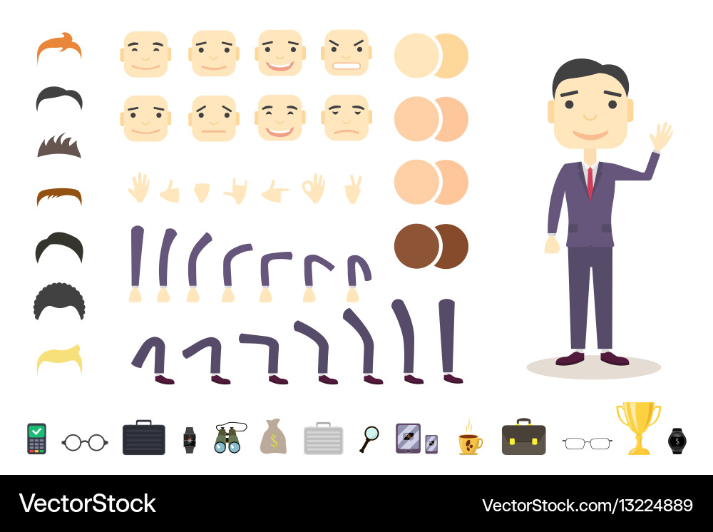 Businessman character creation set build your own vector image