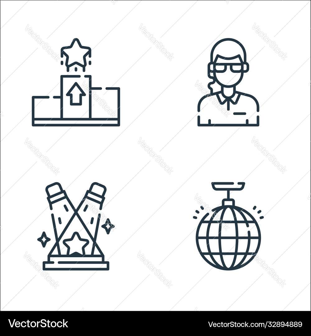 Fame line icons linear set quality Fame line icons linear set quality vector image
