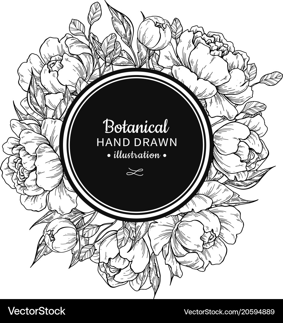 Floral Frame with Peonies and Roses vector image