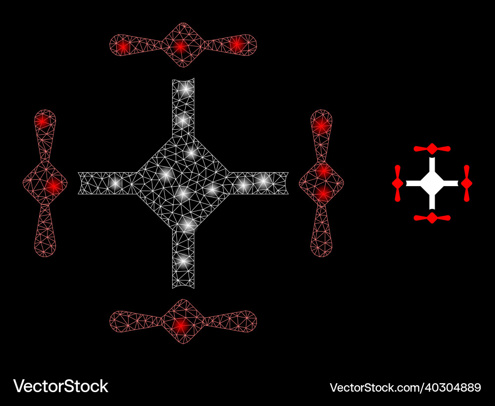 Mesh web quadcopter with glowing wire frame Mesh web quadcopter with glowing wire frame vector image