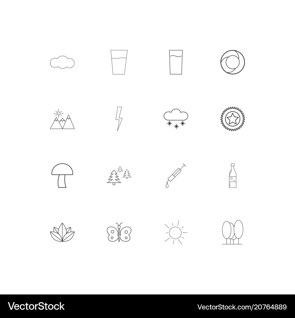 Nature linear thin icons set outlined simple Vector Image