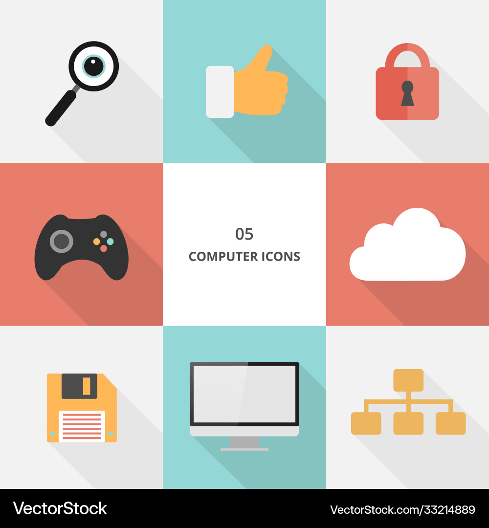 Set 05 - flat design computer icons Vector Image