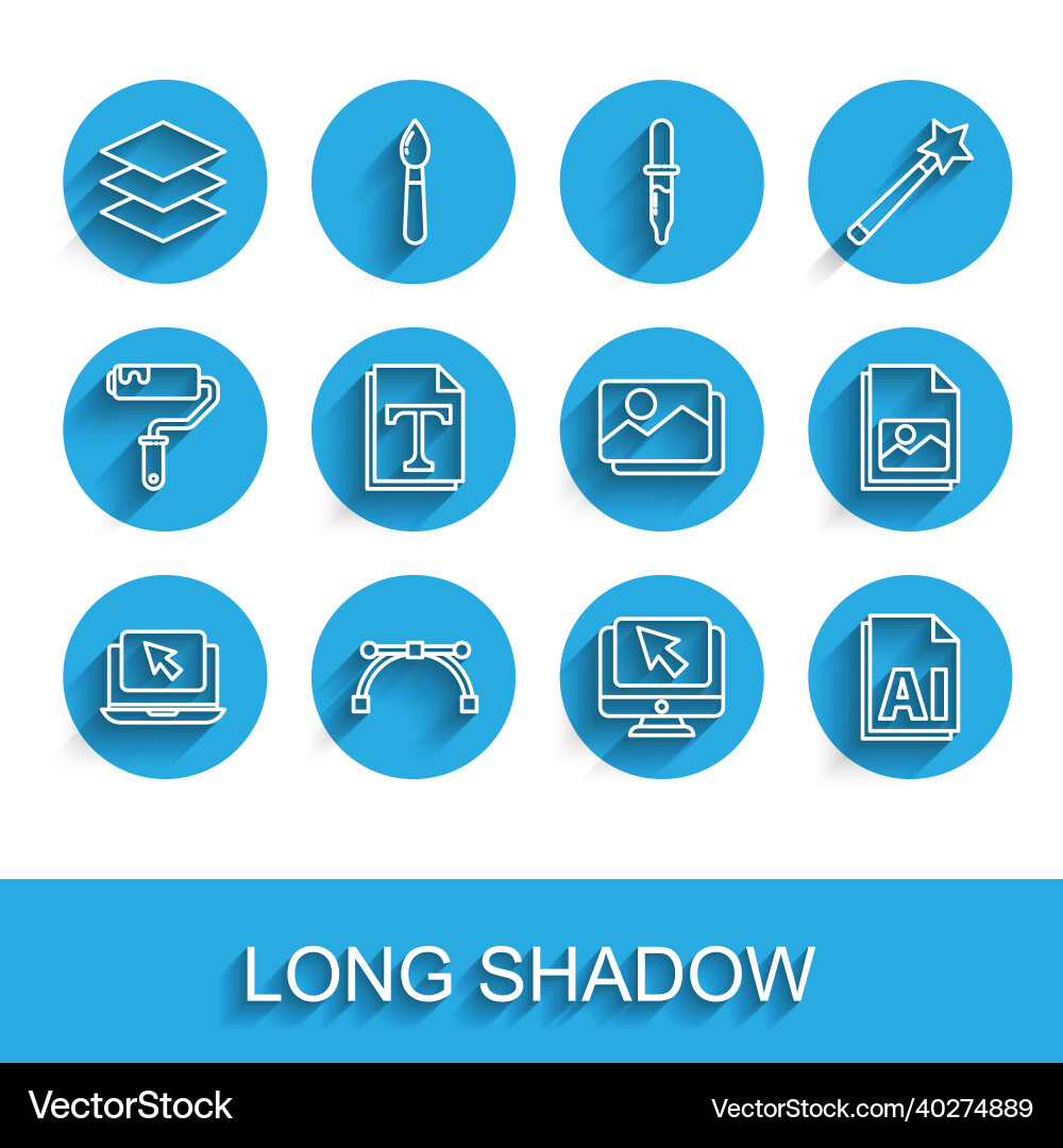 Set line laptop and cursor bezier curve layers Set line laptop and cursor bezier curve layers vector image