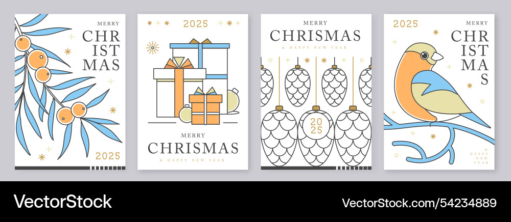 Set of merry christmas and happy new year cards Set of merry christmas and happy new year cards vector image
