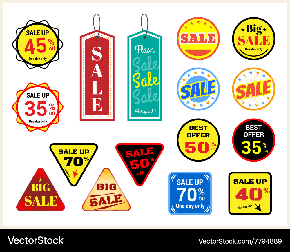 Set of retro promotion discount sale label Vector Image