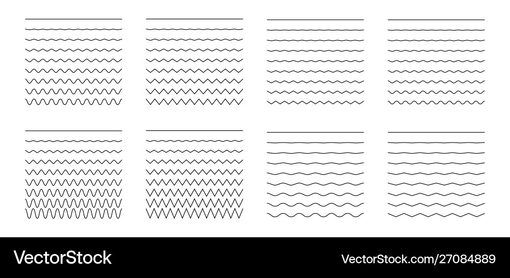 Set wavy - curvy and zigzag criss cross Set wavy - curvy and zigzag criss cross vector image