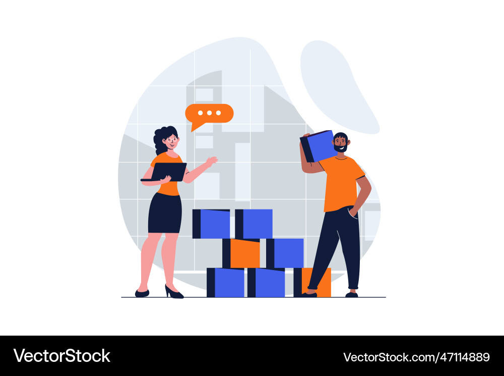 Teamwork web concept with character scene Teamwork web concept with character scene vector image