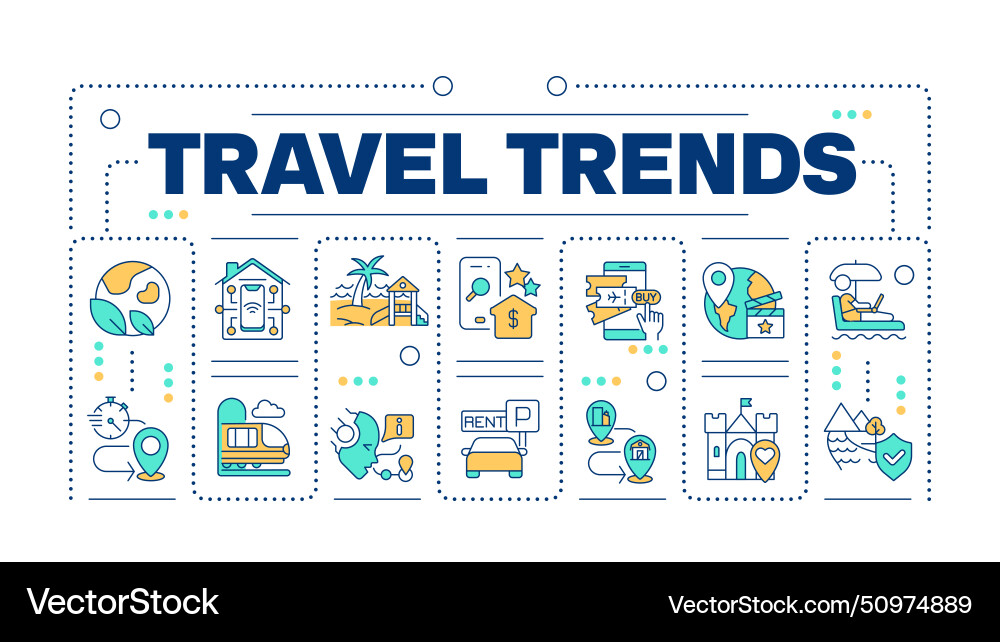 Travel trends word concept isolated on white Travel trends word concept isolated on white vector image