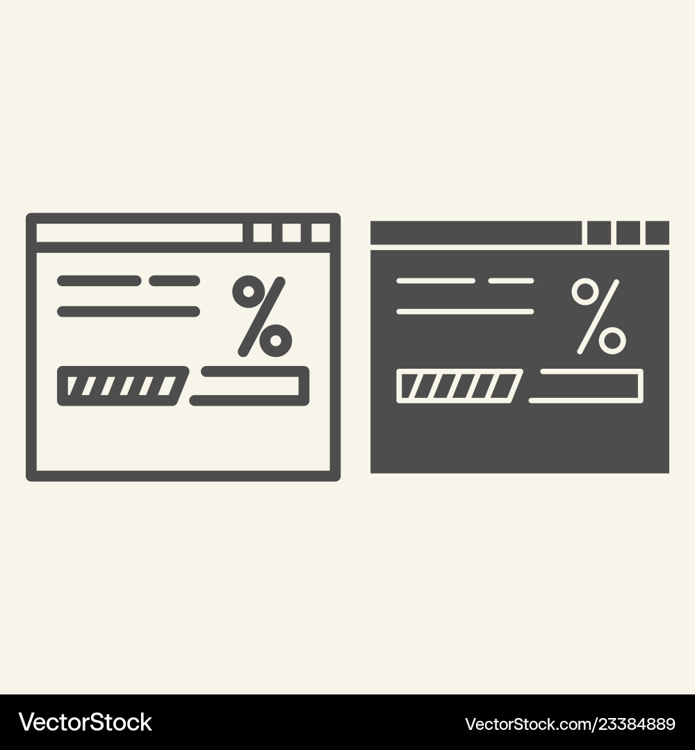 Website loading line and glyph icon browser load vector image
