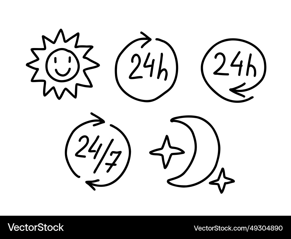 24 hours order execution or delivery service icons Vector Image