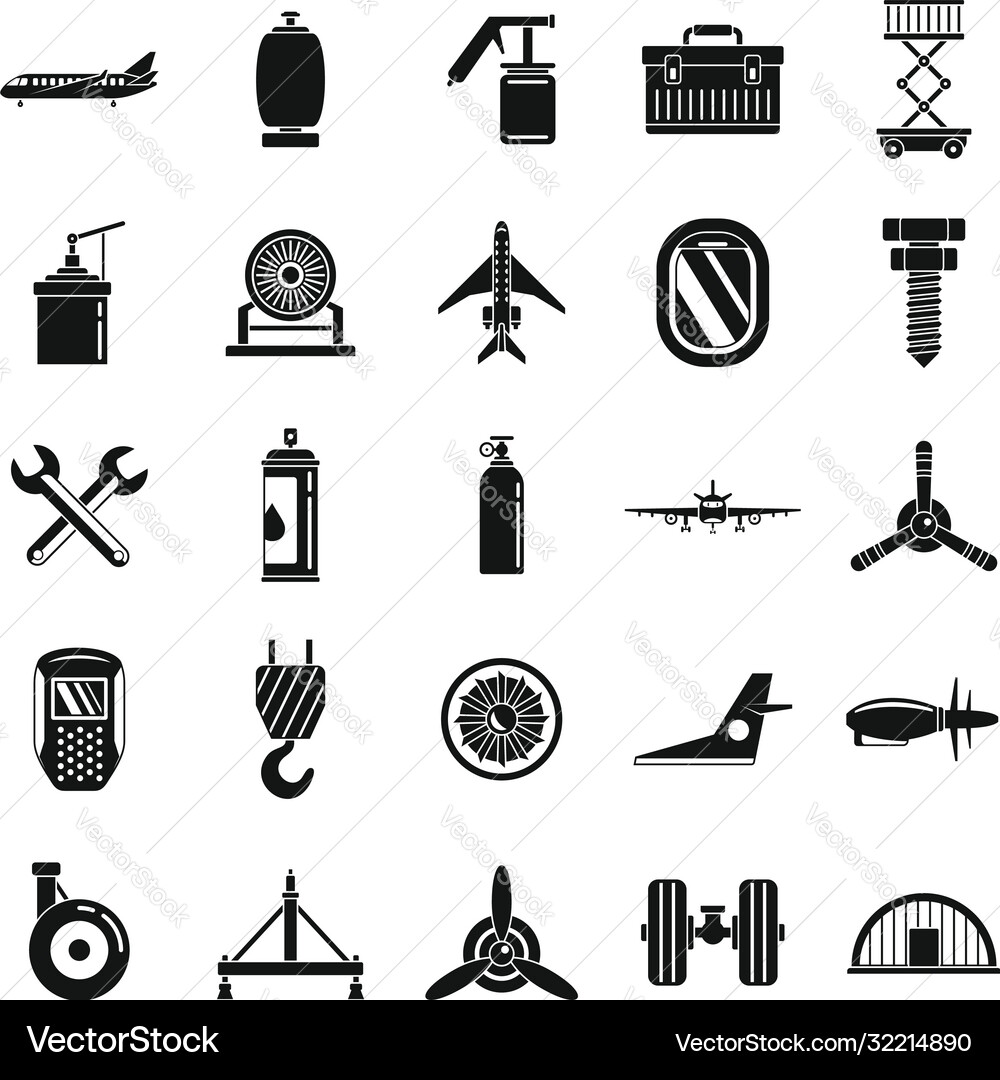 Aviation Repair Icons - Set Vector Image