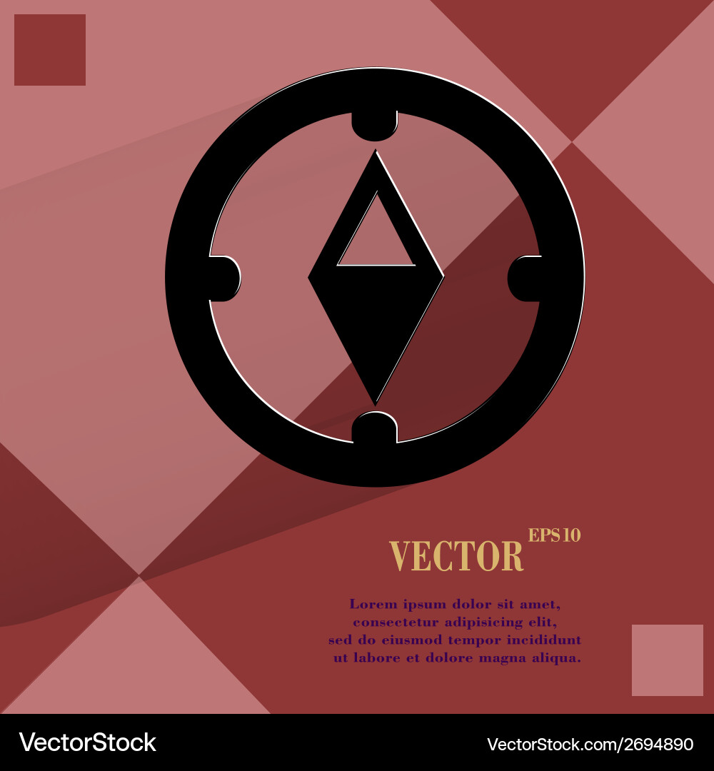 Compass flat modern web button on a geometric vector image