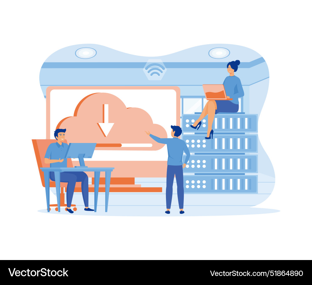 Concept of cloud computing online database vector image