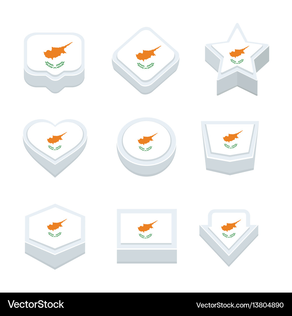 Cyprus flags icons and button set nine styles vector image