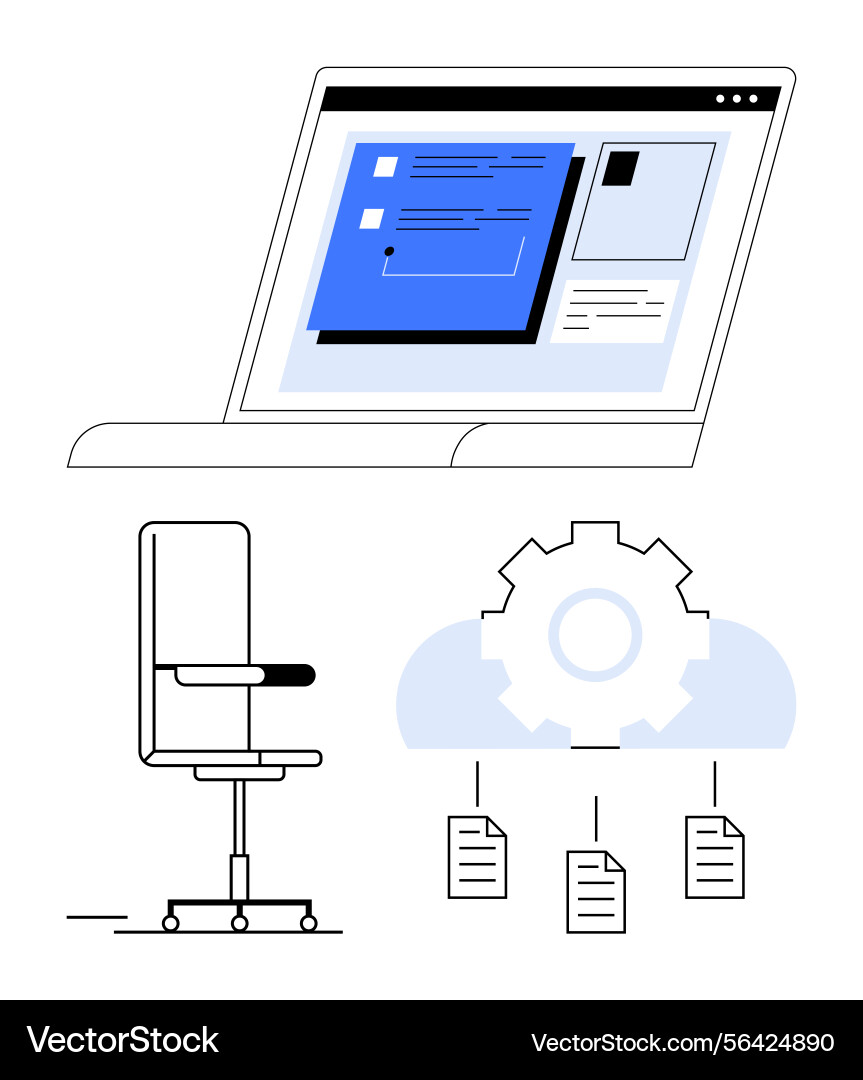 Digital workspace with cloud storage and task Digital workspace with cloud storage and task vector image