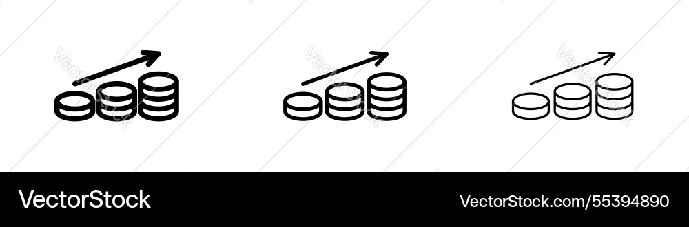 Earning icons in three different stroke lines Vector Image