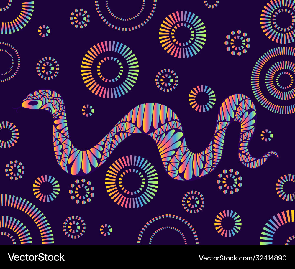Intricate colorful snake neon gradient color Vector Image