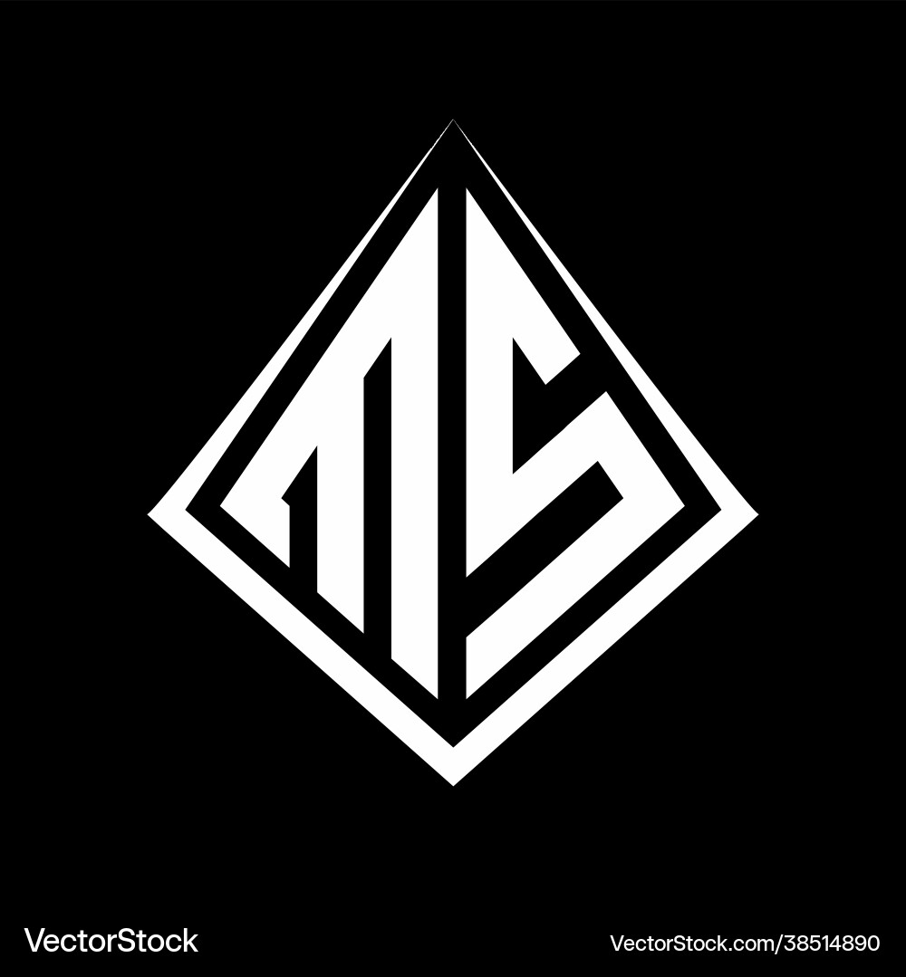 Ms logo letters monogram with prisma shape design Vector Image
