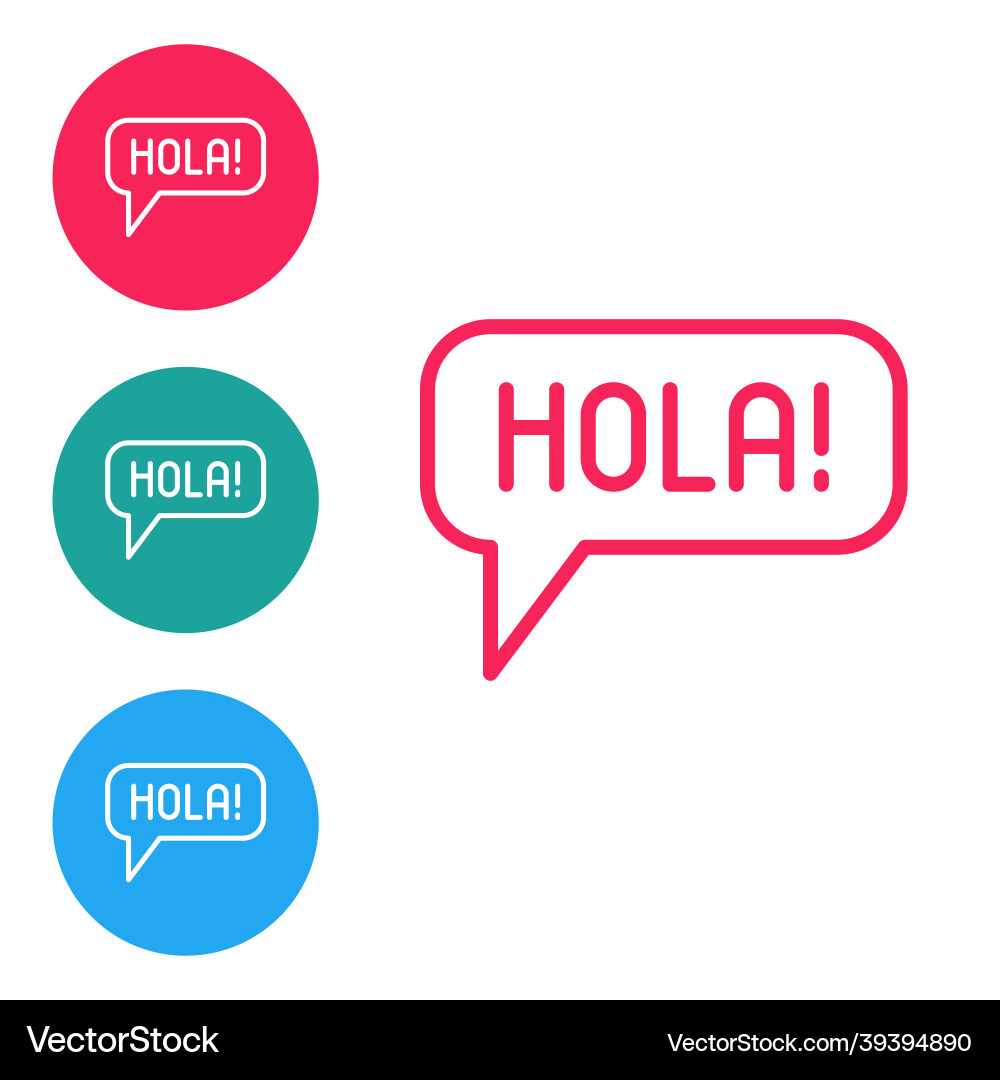 Red line hola in different languages icon isolated Red line hola in different languages icon isolated vector image