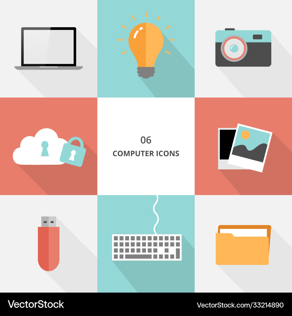 Set 06 - flat design computer icons Vector Image