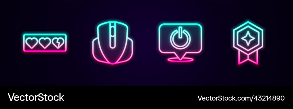 Set line game life bar computer mouse power Set line game life bar computer mouse power vector image