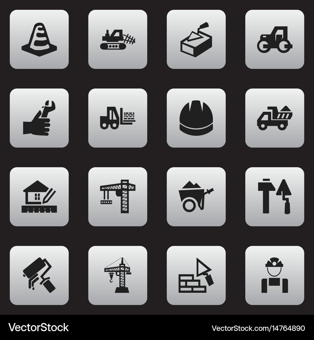 Set of 16 editable building icons includes vector image