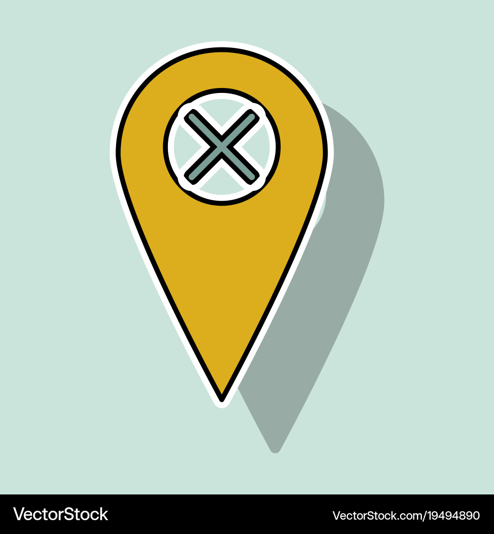Sticker navigation geolocation icon in flat vector image