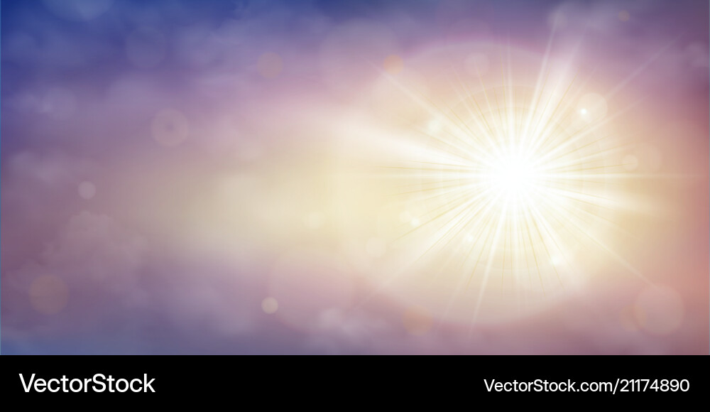 Sun burst on sunset time with clouds in twilight Sun burst on sunset time with clouds in twilight vector image