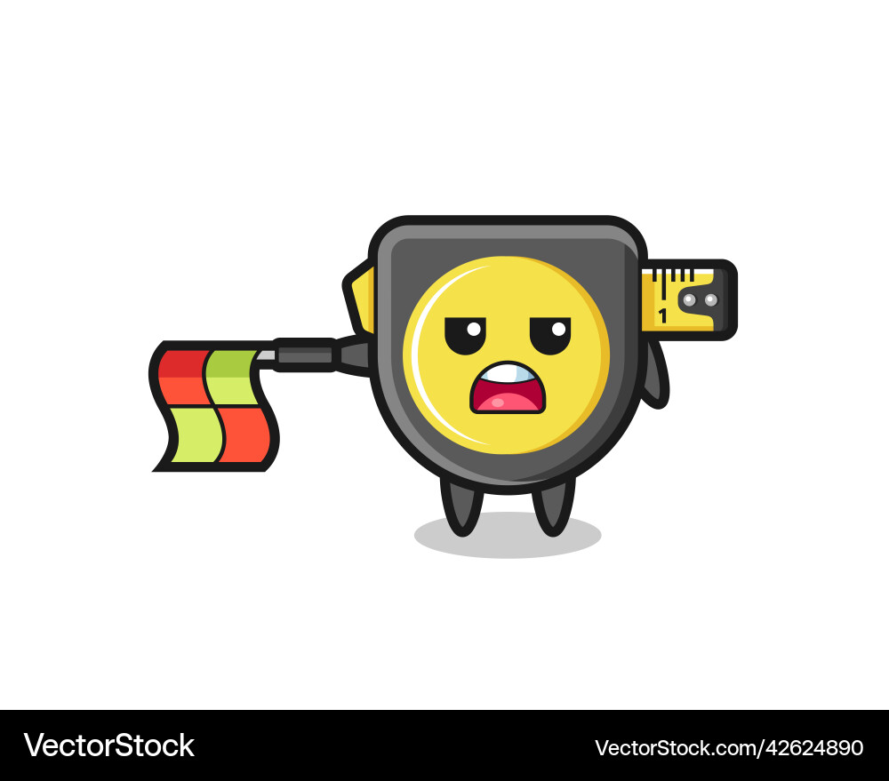 Tape measure character as line judge hold vector image
