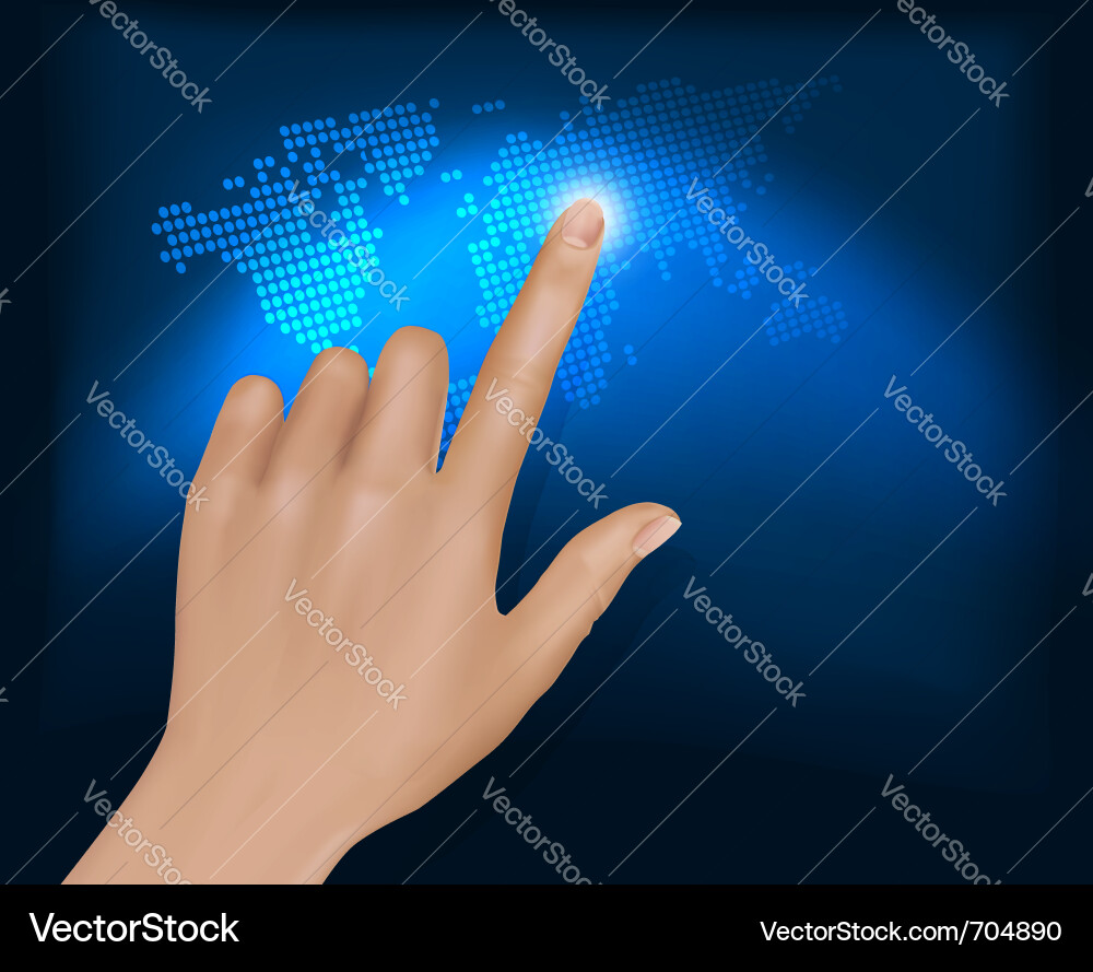 Touchscreen World Map Interaction vector image