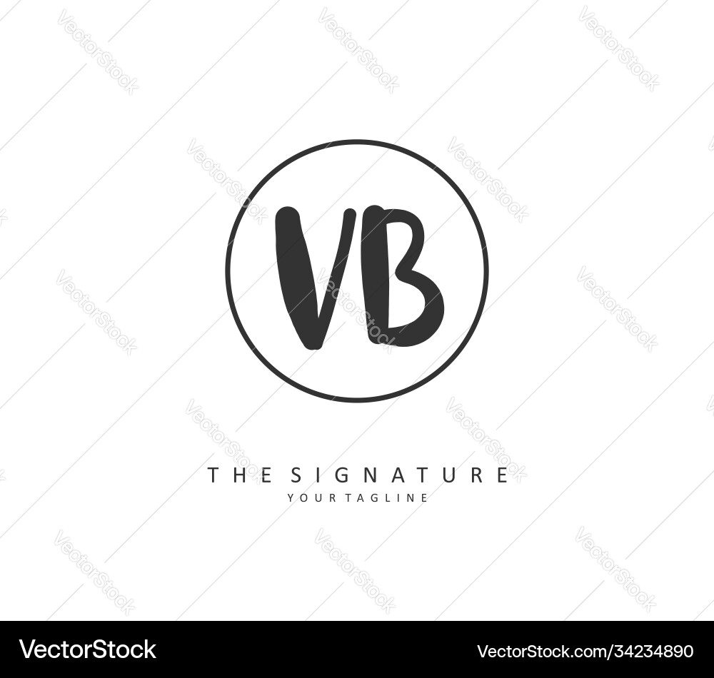 V b vb initial letter handwriting and signature Vector Image