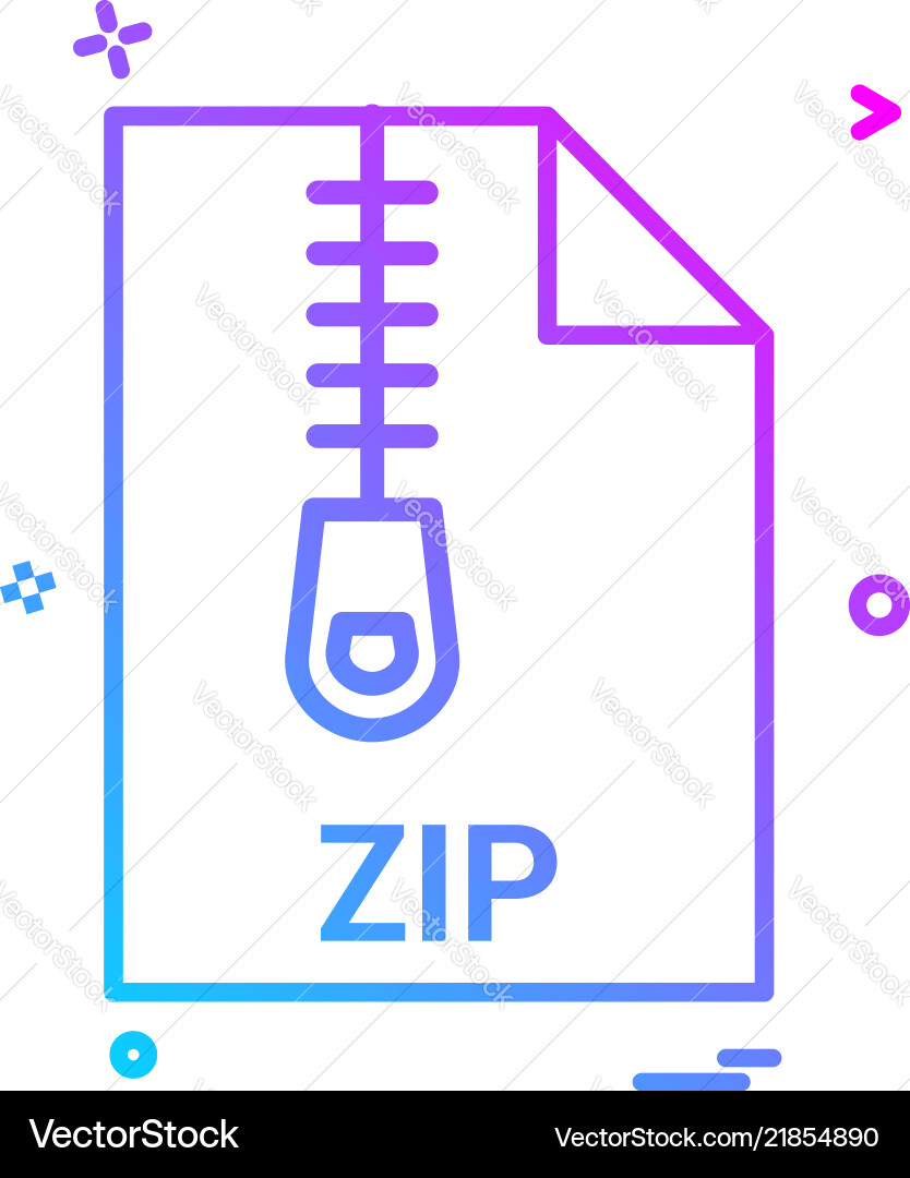 Zip file extension format icon design Zip file extension format icon design vector image