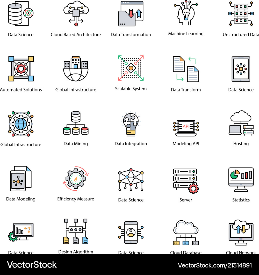 Data Science Icon Set vector image