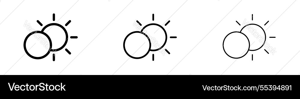 Eclipse icons in three different stroke lines Vector Image