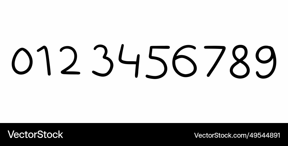Hand writing black digits numbers font from 0 Hand writing black digits numbers font from 0 vector image
