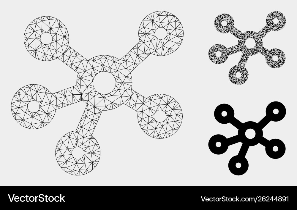 Hub links mesh 2d model and triangle mosaic Hub links mesh 2d model and triangle mosaic vector image