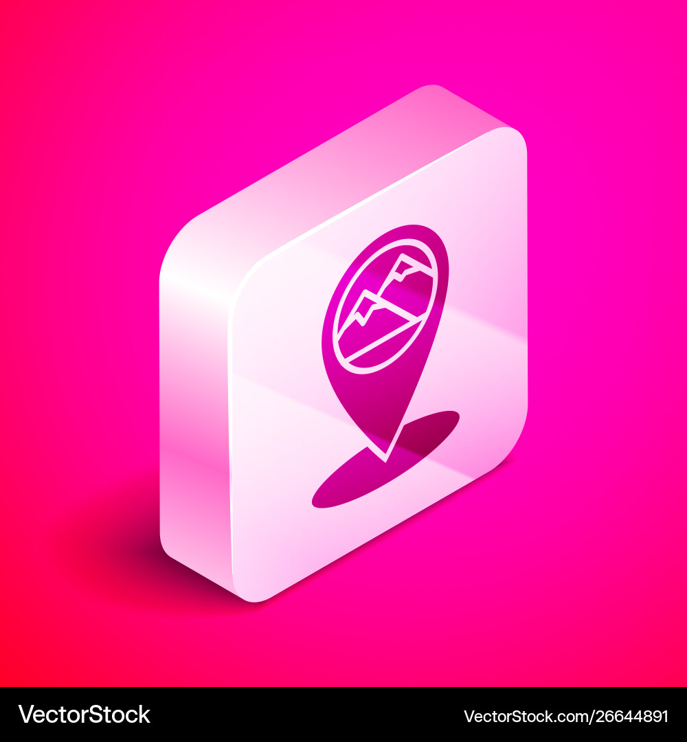 Isometric map pointer with mountain icon isolated Isometric map pointer with mountain icon isolated vector image