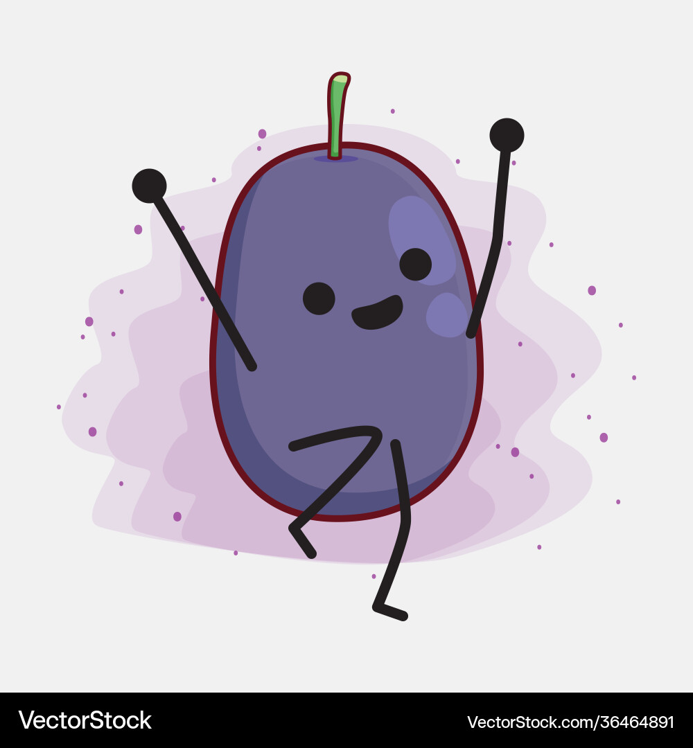Java plum fruit cute character with simple face vector image